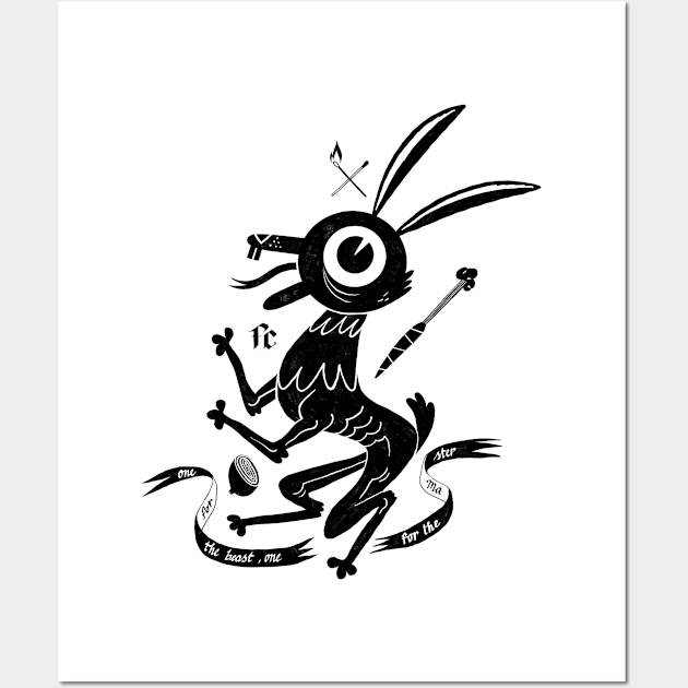 Garden Hare black print Wall Art by Freaking Creatures